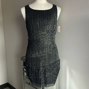 Connected Apparel | Womens Metallic Sleeveless Layered Shift Dress - Size 10